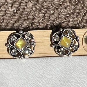 1928 Silver and Yellow Gem Earrings